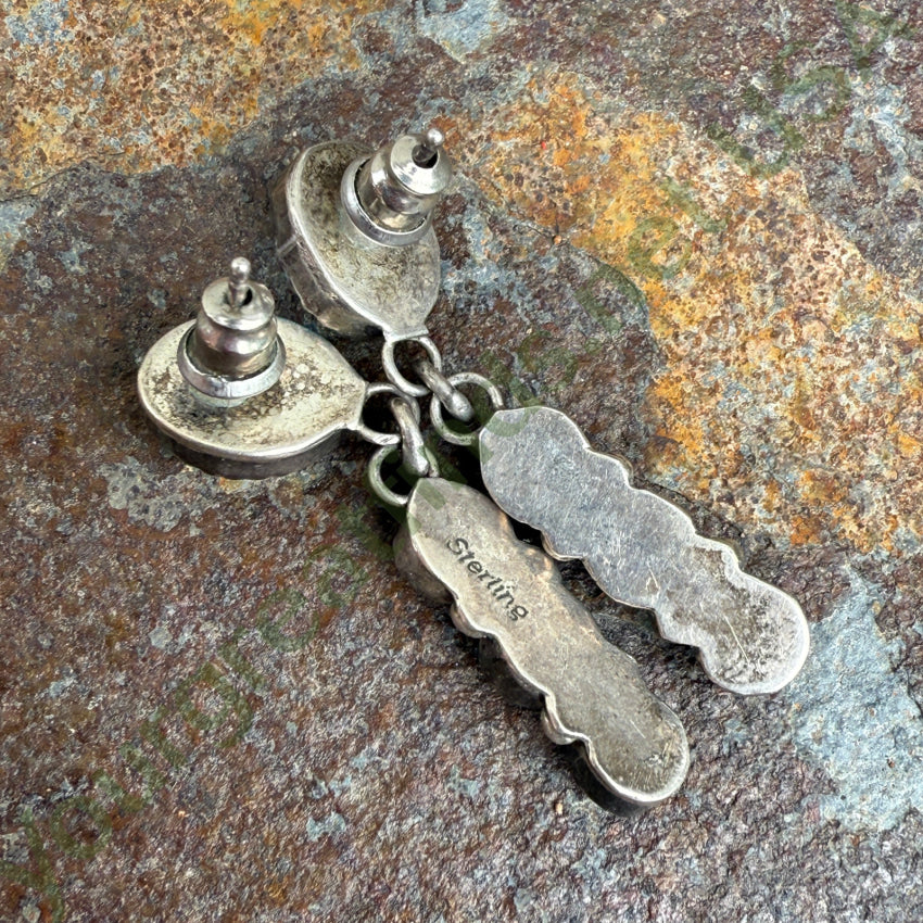 Southwestern Sterling Silver Turquoise & Amethyst Pierced Post Earrings Earrings