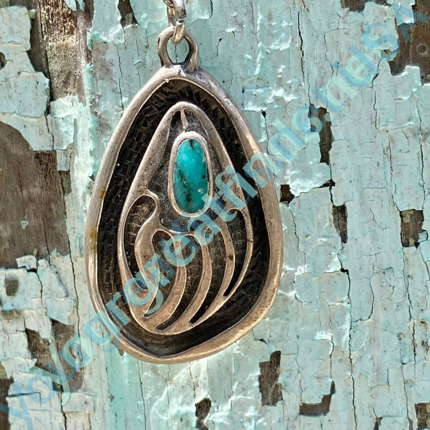 Southwestern Sterling Silver Turquoise Bear Track Necklace Yourgreatfinds