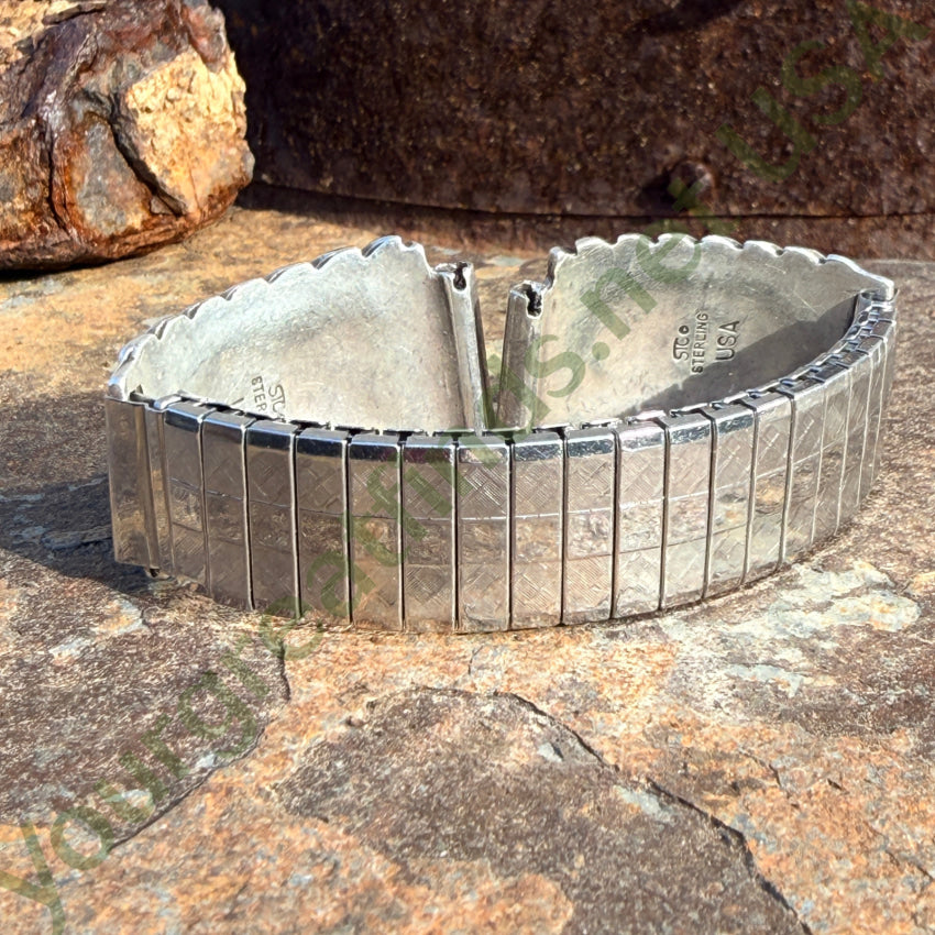 Southwestern Sterling Silver Turquoise & Coral Watch Band Plates watch band