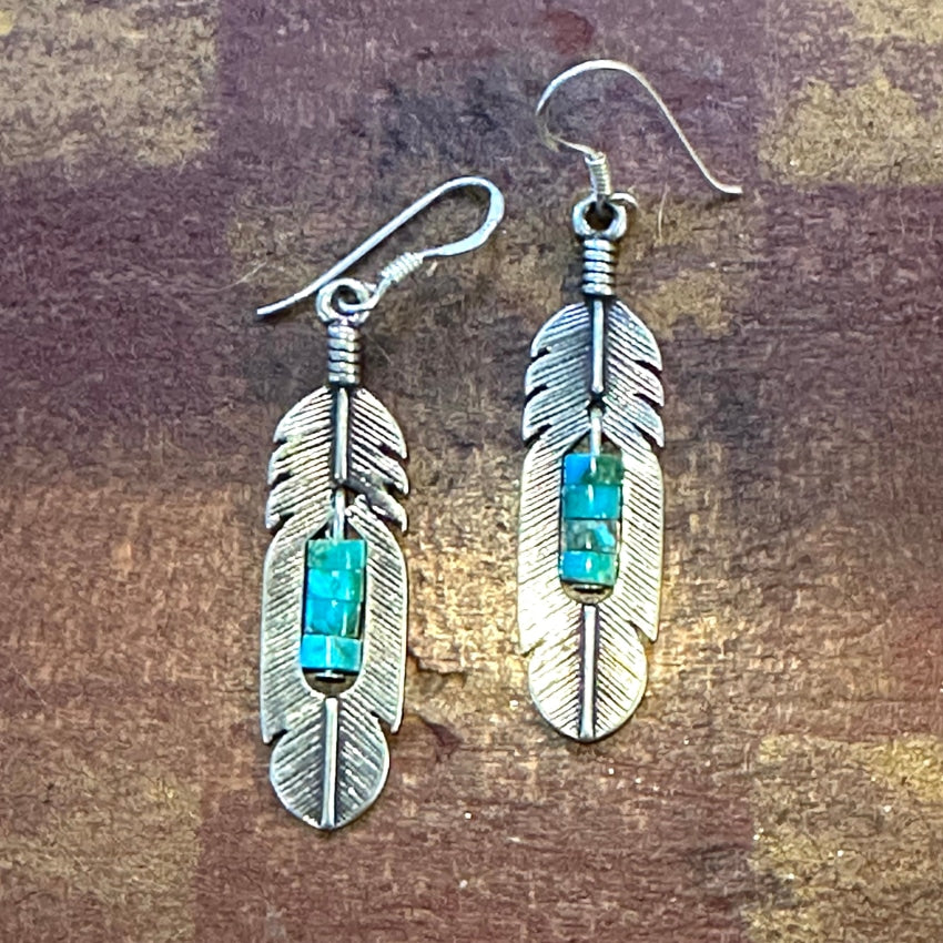 Sterling Silver & Turquoise Feather Earrings – Crystal Lea Jewelry