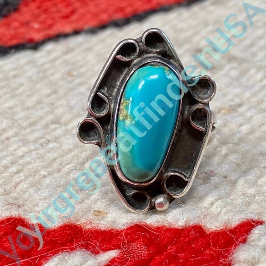 Southwestern Sterling Silver Turquoise Ring Size 6.25 Yourgreatfinds