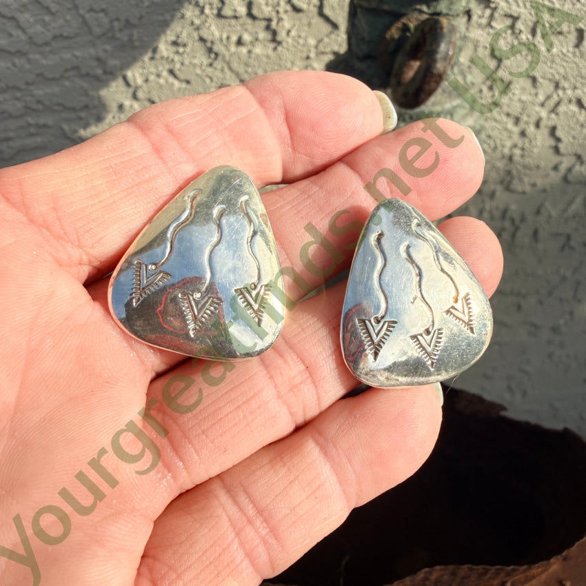 Southwestern Style Sterling Silver Pierced Post Earrings earrings