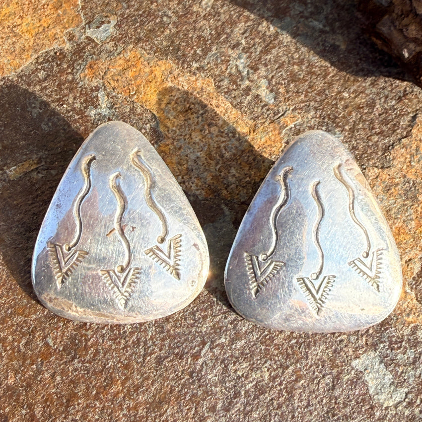 Southwestern Style Sterling Silver Pierced Post Earrings earrings