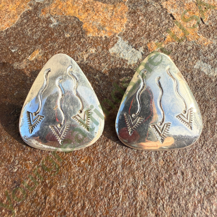Southwestern Style Sterling Silver Pierced Post Earrings earrings
