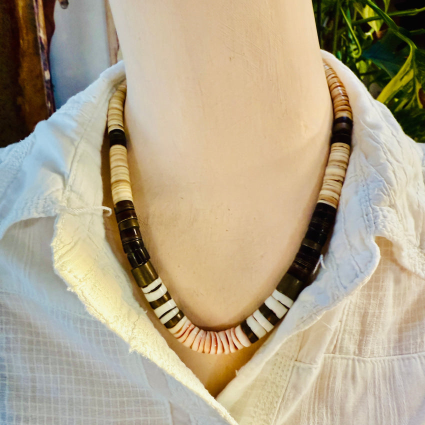 Southwestern White & Brown Heishi Necklace necklace