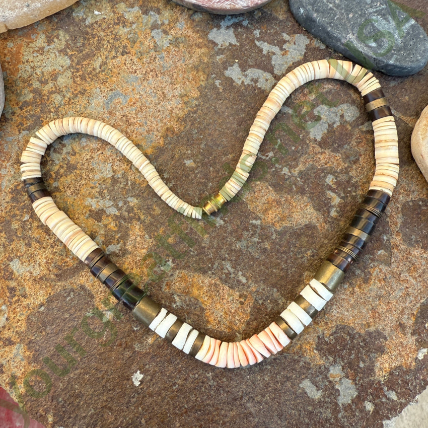 Southwestern White & Brown Heishi Necklace necklace