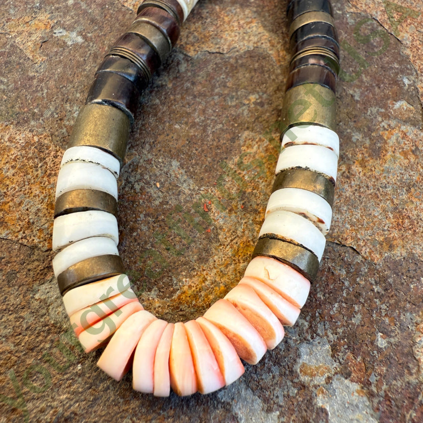 Southwestern White & Brown Heishi Necklace necklace