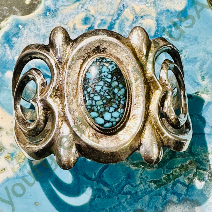 Spider Wed Turquoise Tufa Cast Sterling Silver Heart Bracelet Navajo