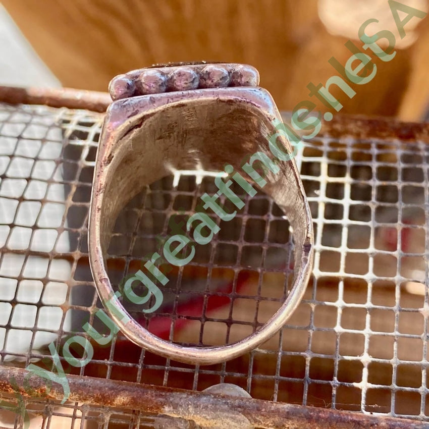 Square Raindrop Ring with Black Onyx and Sterling Silver by Guy Hoskie Navajo Size 13 Yourgreatfinds