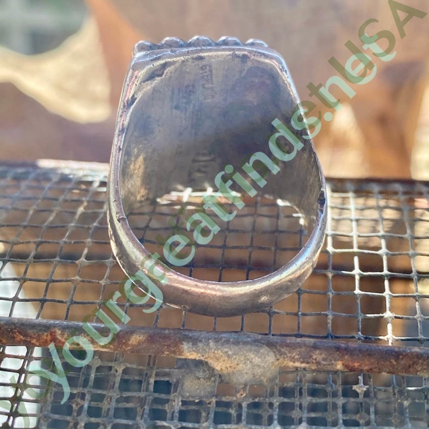 Square Raindrop Ring with Black Onyx and Sterling Silver by Guy Hoskie Navajo Size 13 Yourgreatfinds