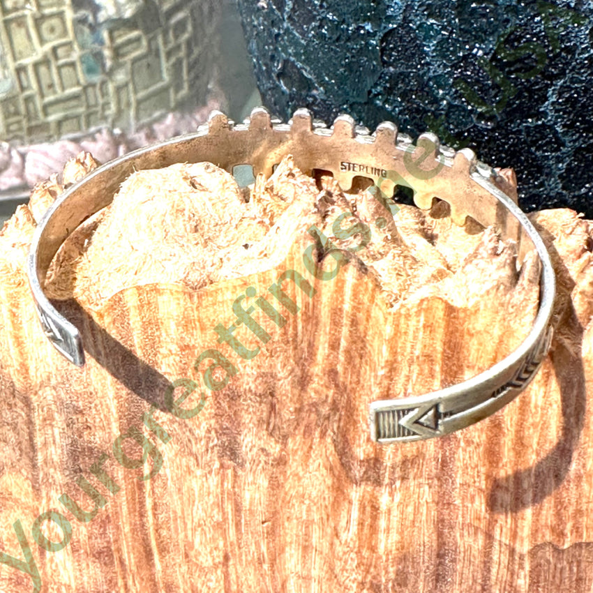 Square Turquoise Row Bracelet Sterling Silver Navajo Fred Harvey