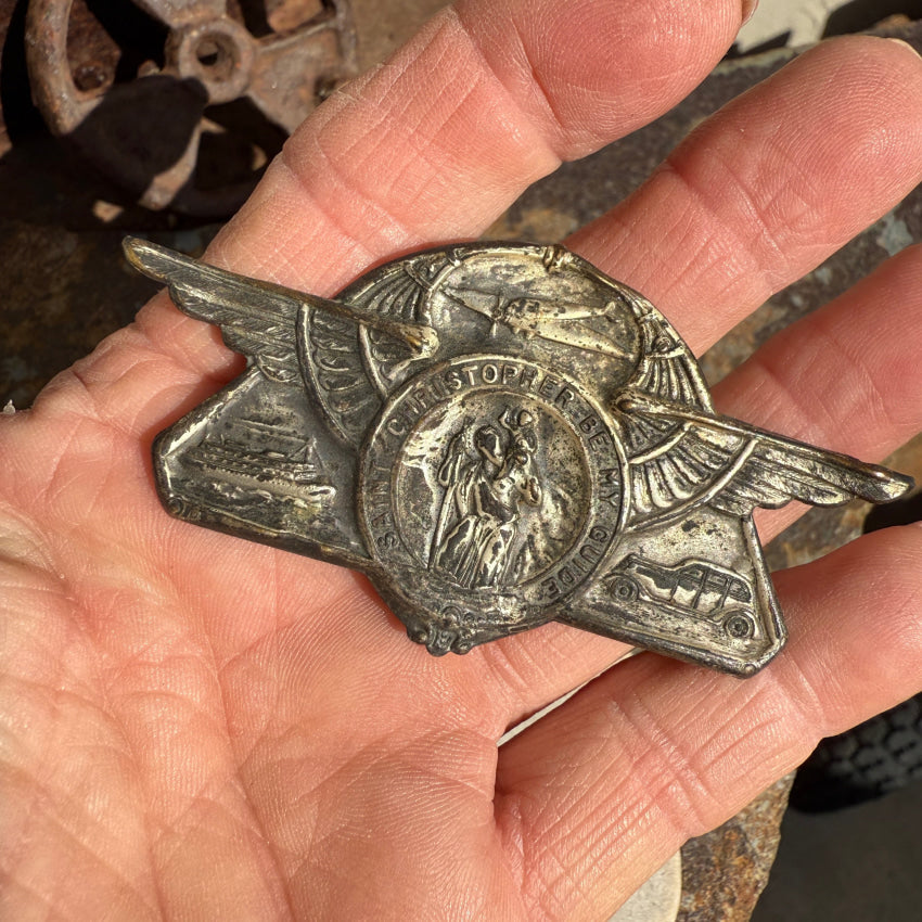 St. Christopher Metal Shield Travel Protection visor clip