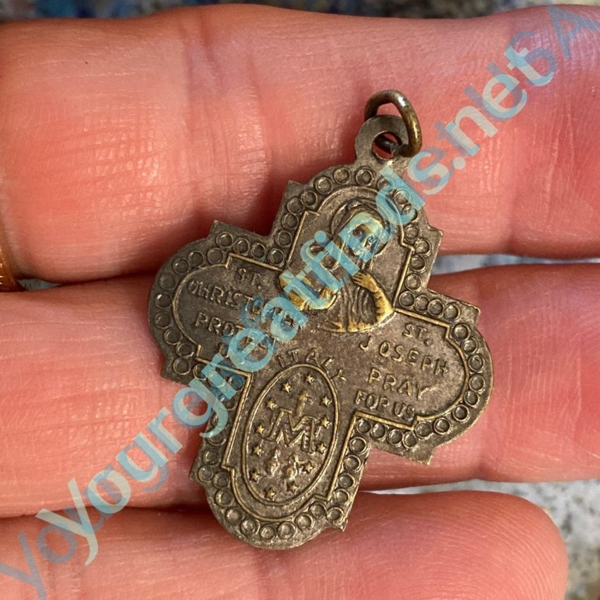 St. Joseph Cross Pendant in Brass Vintage Yourgreatfinds