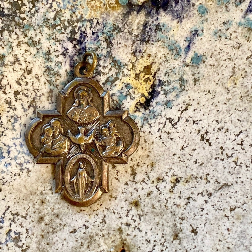 St. Joseph Cross Pendant in Brass Vintage Yourgreatfinds