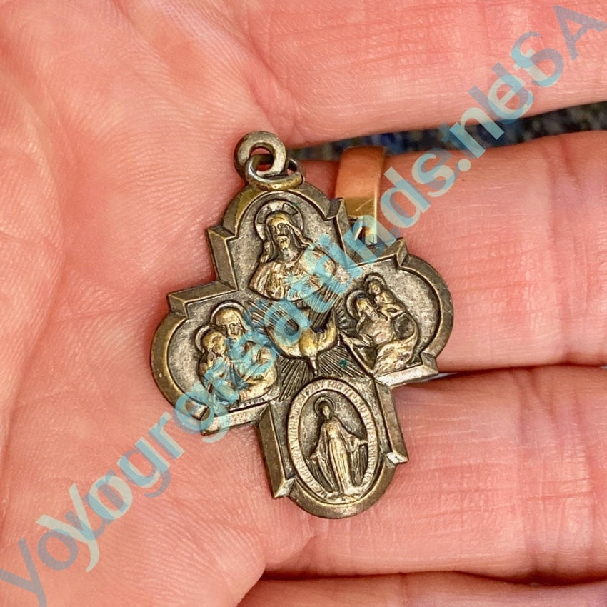 St. Joseph Cross Pendant in Brass Vintage Yourgreatfinds