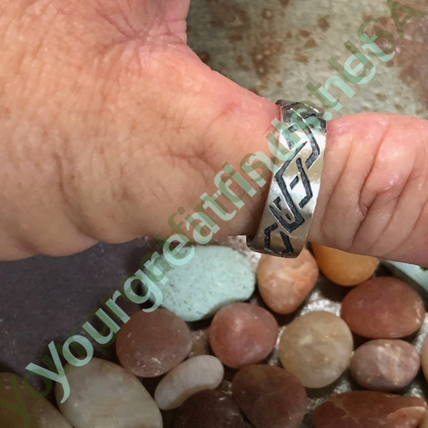 Stacking Band Ring with Overlay Design Size 11.5 Vintage Yourgreatfinds