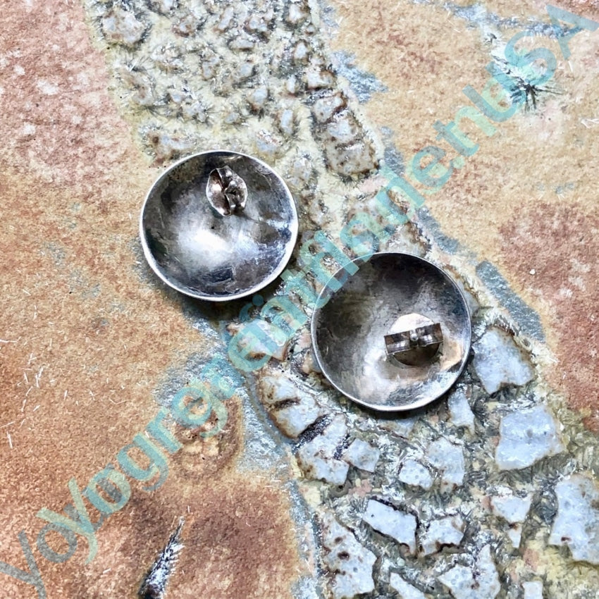 Stamp Decorated Button Earrings in Sterling Silver Yourgreatfinds
