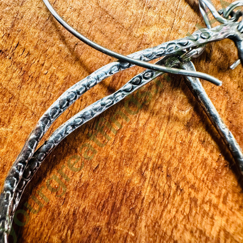 Stamp Decorated Handmade Pierced Hoop Earrings Earrings