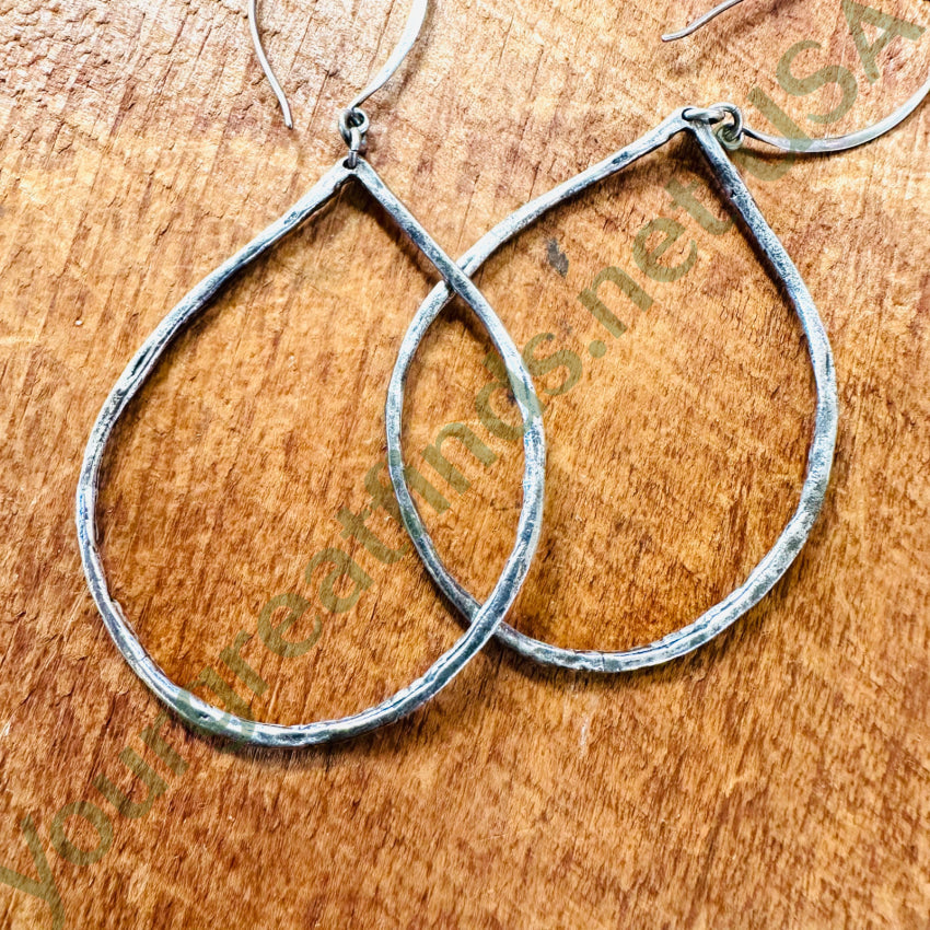 Stamp Decorated Handmade Pierced Hoop Earrings Earrings