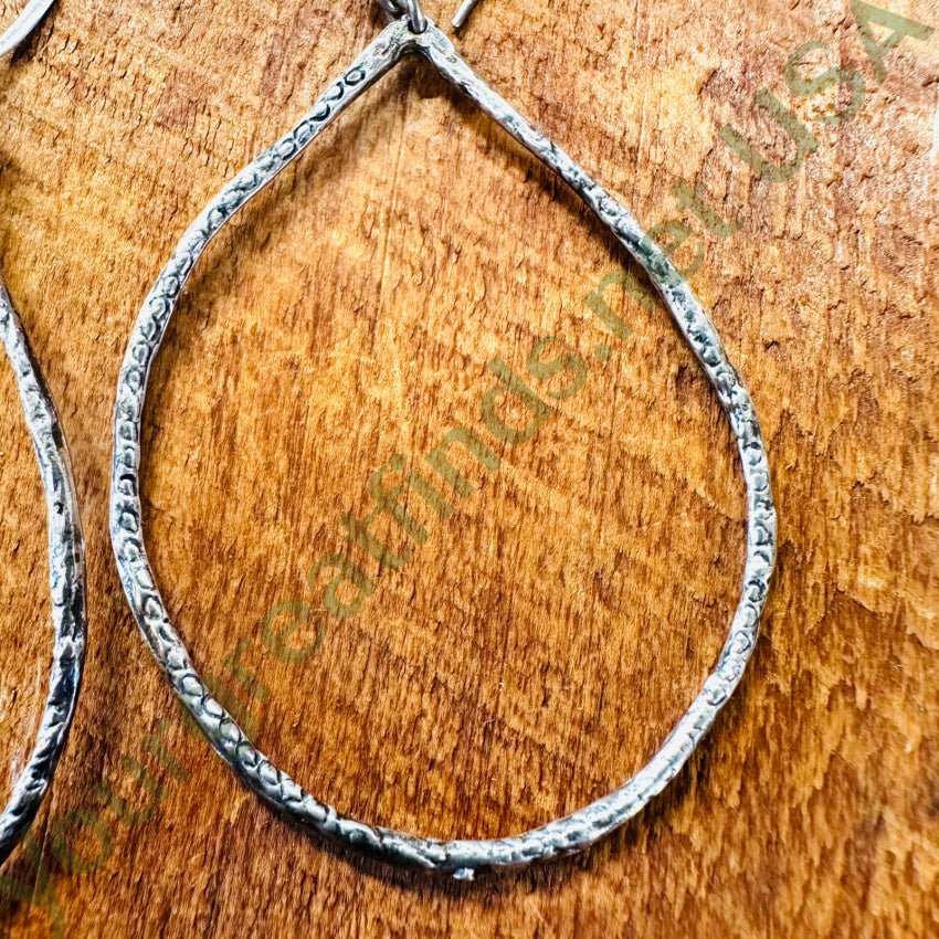 Stamp Decorated Handmade Pierced Hoop Earrings Earrings