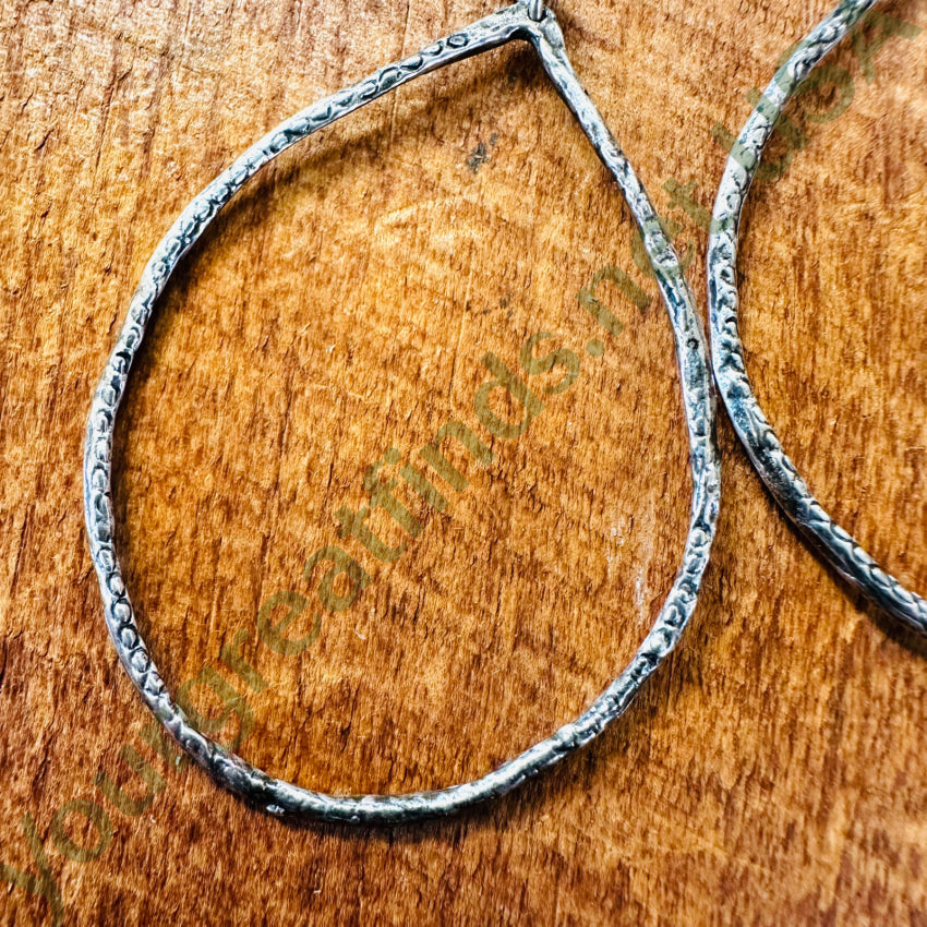 Stamp Decorated Handmade Pierced Hoop Earrings Earrings