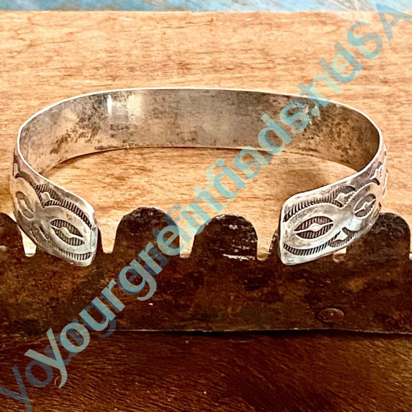 Stamp Decorated Navajo Sterling Silver Coral Row Bracelet Yourgreatfinds