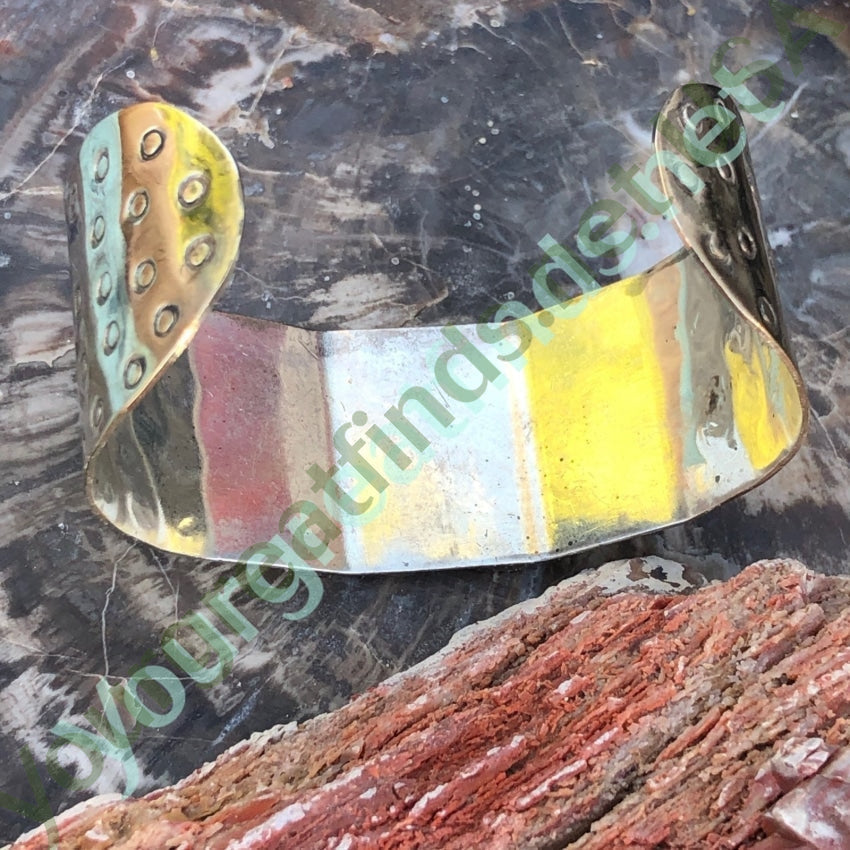 Stamp Decorated Orb Cuff Bracelet Sterling Silver Mexico Yourgreatfinds