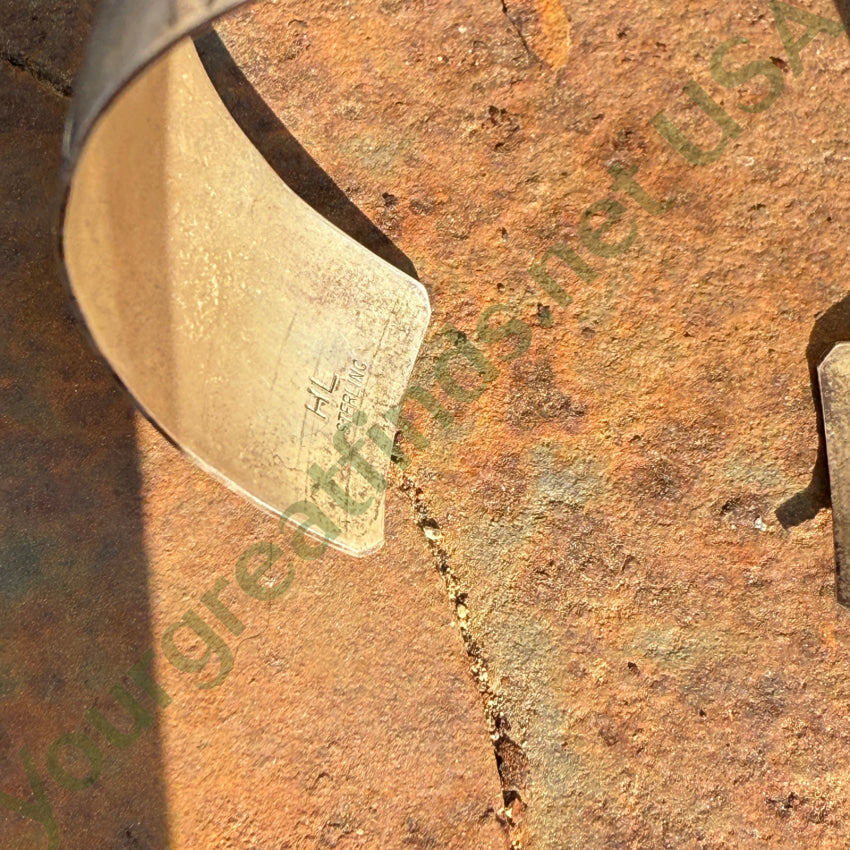 Stamp Decorated Sterling Silver Cuff Bracelet Helen Long Navajo bracelet
