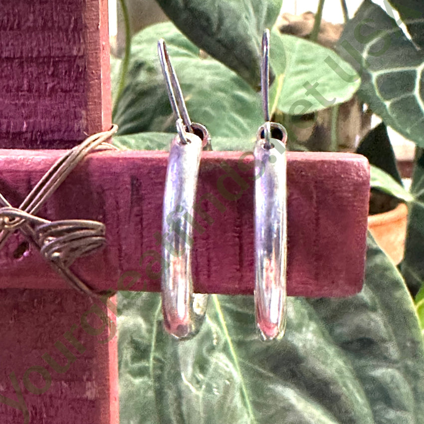 Sterling Silver 1 1/8 Hoop Pierced Earrings