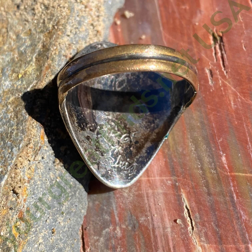 Sterling Silver 12K Gf Onyx Ring Sz 11 3/4 Justin Morris Navajo