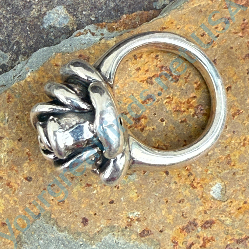 Sterling Silver 3-D Rose Ring Size 6.5 Ring