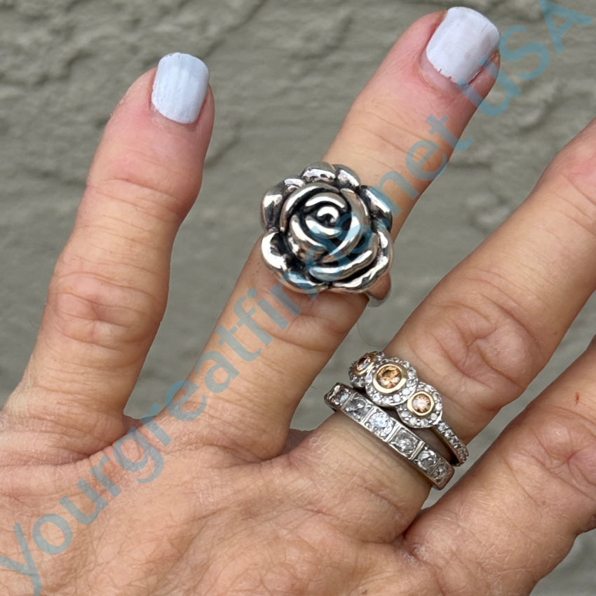 Sterling Silver 3-D Rose Ring Size 6.5 Ring