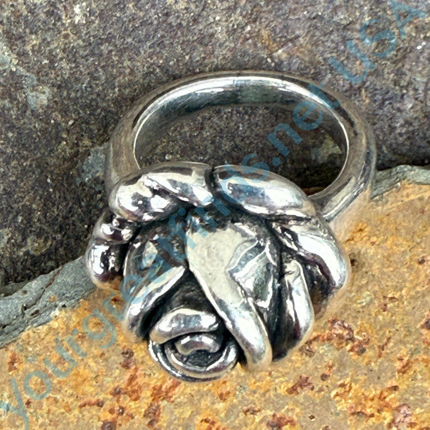 Sterling Silver 3-D Rose Ring Size 6.5 Ring