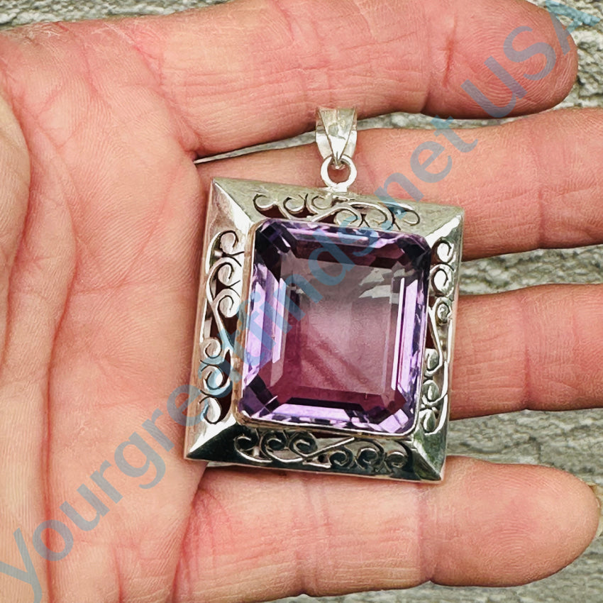 Sterling Silver 41 Carat Purple Amethyst Pendant Pendant