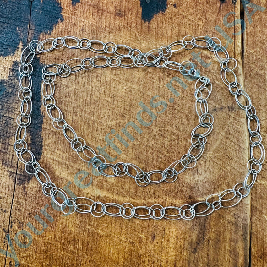 Sterling Silver 42’ Long Large Double Link Chain Necklace