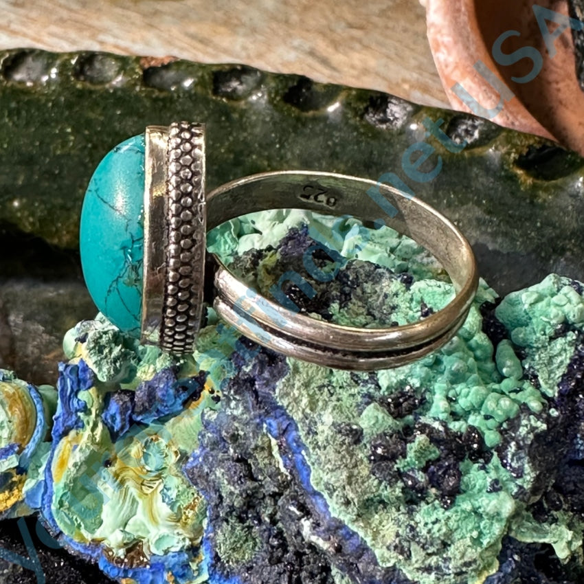 Sterling Silver Adjustable Ring Faux Turquoise Vintage