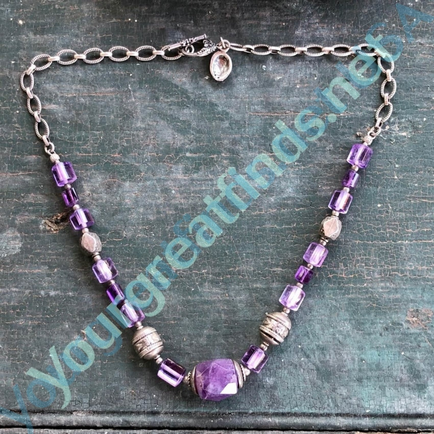 Sterling Silver Amethyst Beaded Necklace Yourgreatfinds