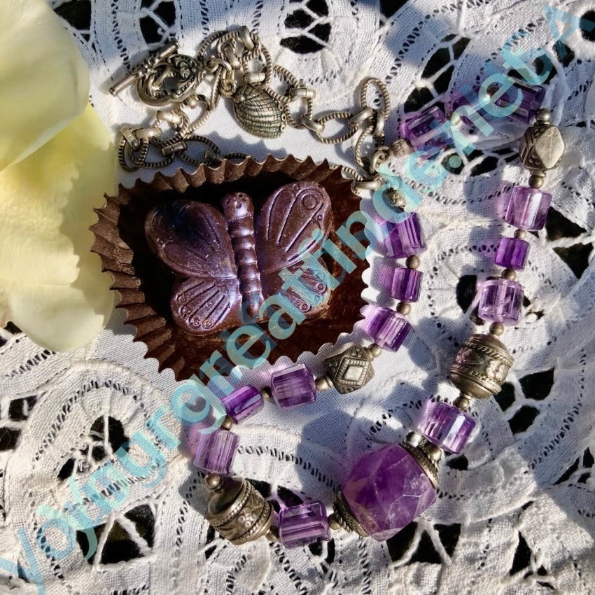 Sterling Silver Amethyst Beaded Necklace Yourgreatfinds