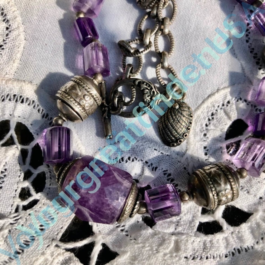 Sterling Silver Amethyst Beaded Necklace Yourgreatfinds