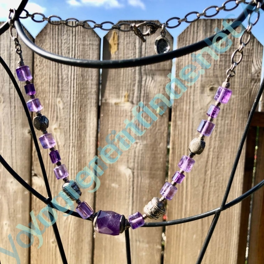 Sterling Silver Amethyst Beaded Necklace Yourgreatfinds