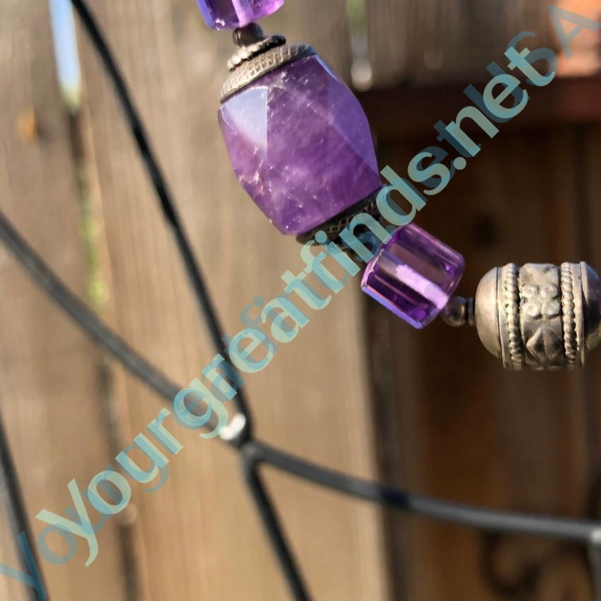 Sterling Silver Amethyst Beaded Necklace Yourgreatfinds