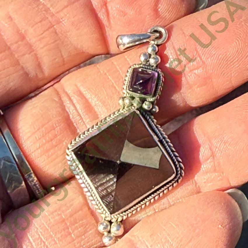 Sterling Silver Amethyst & Pyramid Smoky Citrine Pendant pendant