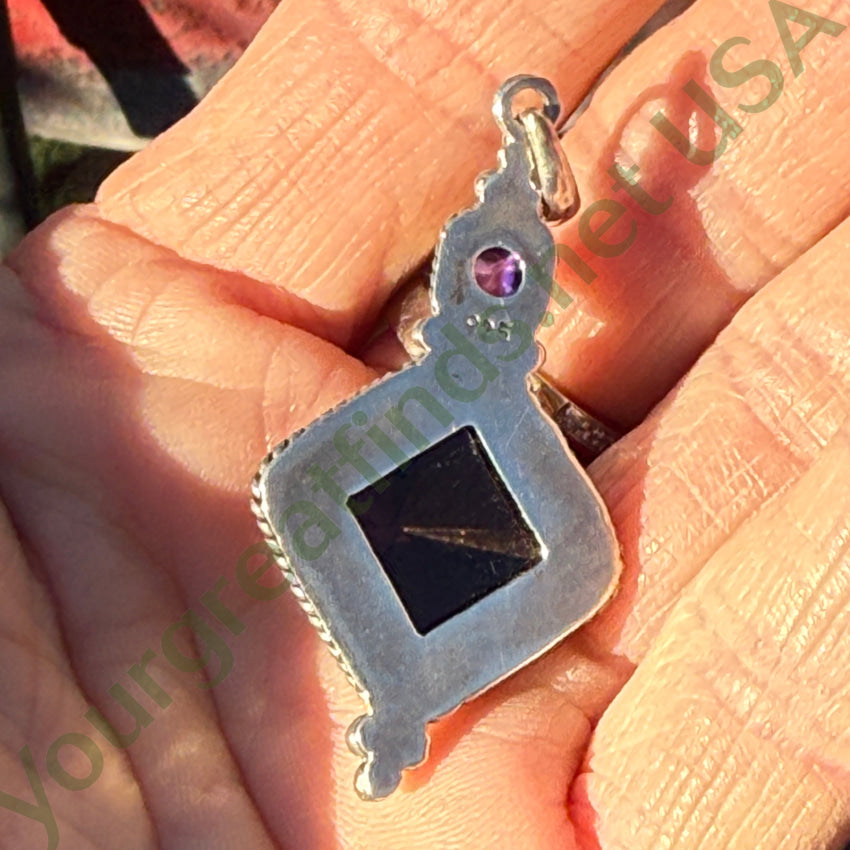 Sterling Silver Amethyst & Pyramid Smoky Citrine Pendant pendant