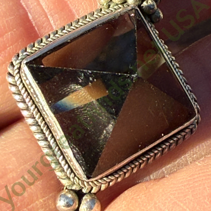 Sterling Silver Amethyst & Pyramid Smoky Citrine Pendant pendant