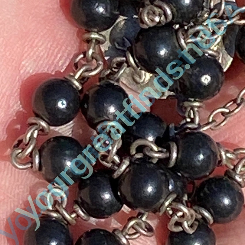 Sterling Silver and Black Bead Rosary Yourgreatfinds
