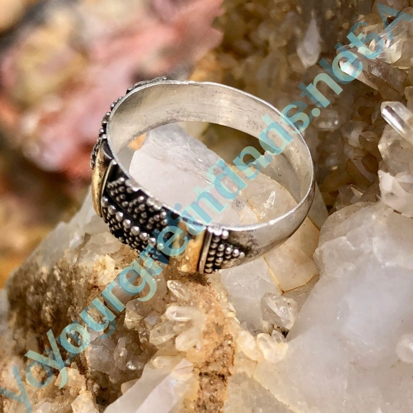 Sterling Silver and Gold Band Ring with Appliqué Size: 7 Yourgreatfinds