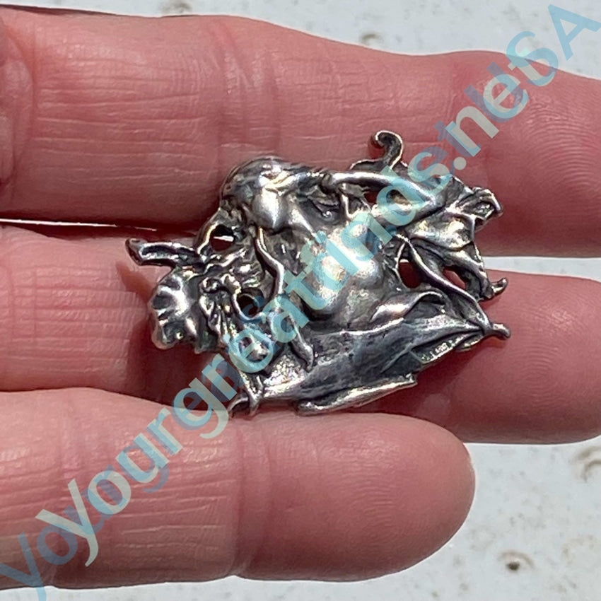Sterling Silver Art Nouveau Goddess Pendant Pin 925 Yourgreatfinds