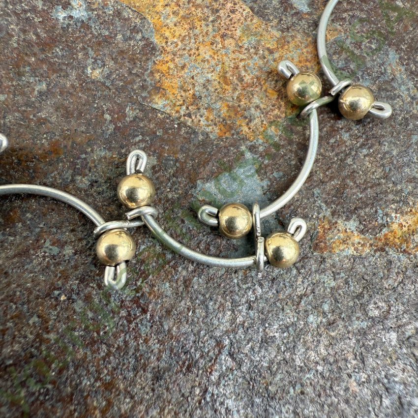 Sterling Silver Bar Bracelet Gold Beads bracelet