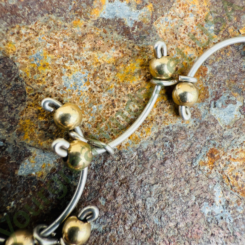 Sterling Silver Bar Bracelet Gold Beads bracelet
