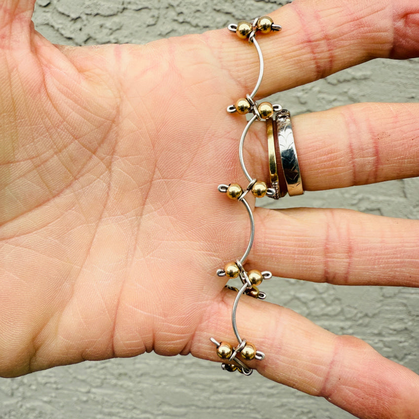 Sterling Silver Bar Bracelet Gold Beads bracelet